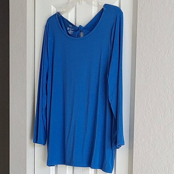 T by Talbots 3/4 Sleeve Pull-over Blue Scoop Neck Top Size XLp - Picture 2 of 7